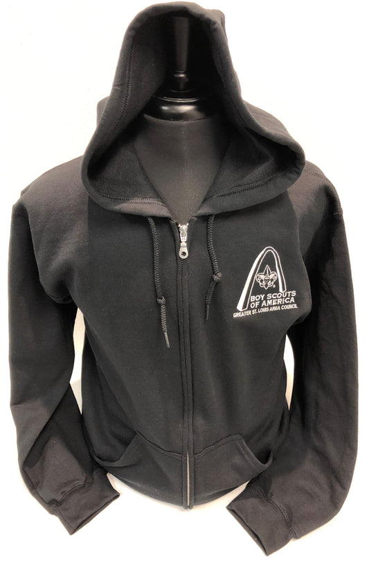 Hoodie Full Zip - GSLAC Arch Embroidered Logo - Men's Black