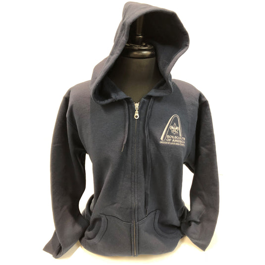 Hoodie Full Zip - GSLAC Arch Embroidered Logo - Women's Navy
