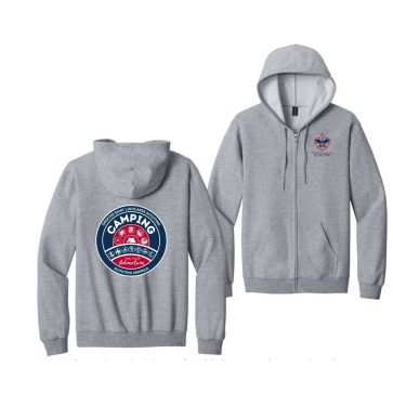 Load image into Gallery viewer, Hoodie Full Zip Grey Camping with Logo
