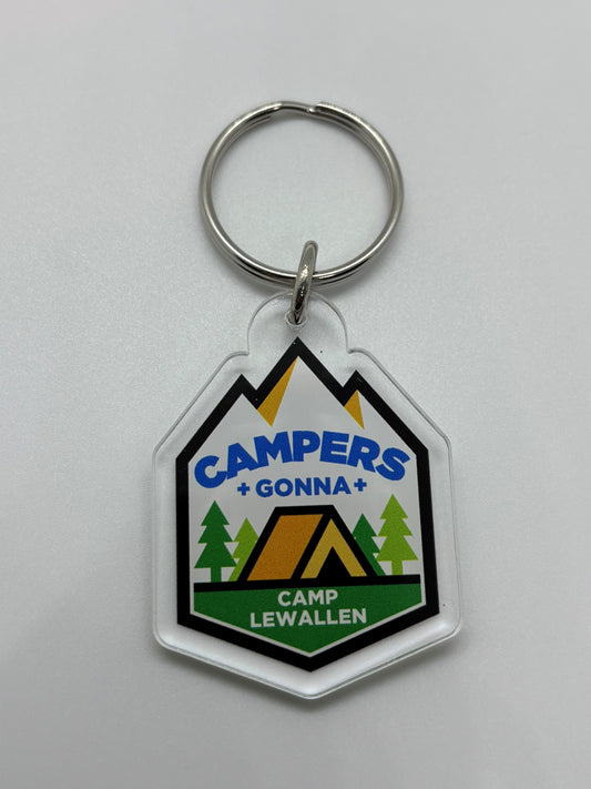 Keychain 1/8" Clear Acrylic - Campers Gonna Camp Camp Lewallen