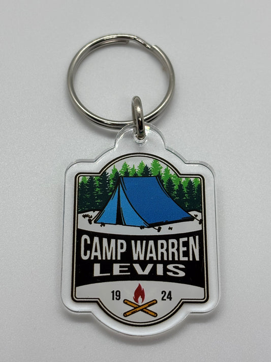 Keychain 1/8" Clear Acrylic - Camping Vertical w/Year Camp Warren Levis