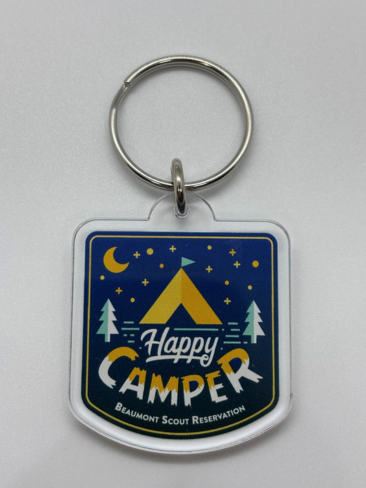 Keychain 1/8" Clear Acrylic - Happy Camper Beaumont