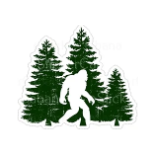 Sticker Bigfoot in Front of Trees