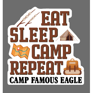 Sticker Eat Sleep Camp Repeat Famous Eagle