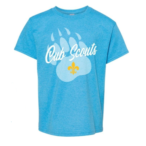 *PRE-ORDER* T-Shirt Cub Scouts Heather Sapphire with Pawprint