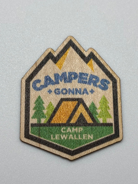 Sticker Mini Wooden - Campers Gonna Camp Camp Lewallen