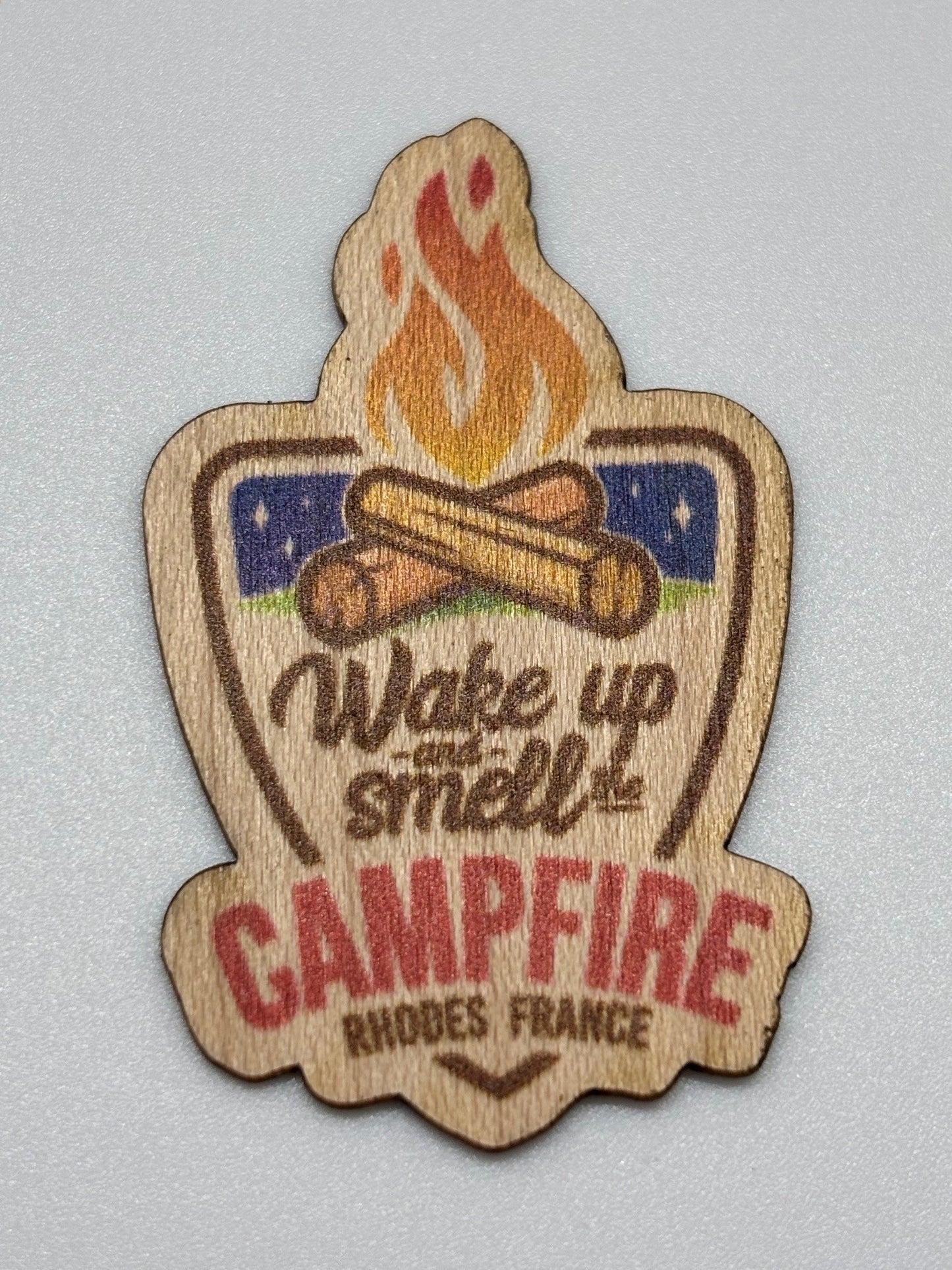 Sticker Mini Wooden - Wake Up Campfire Rhodes France