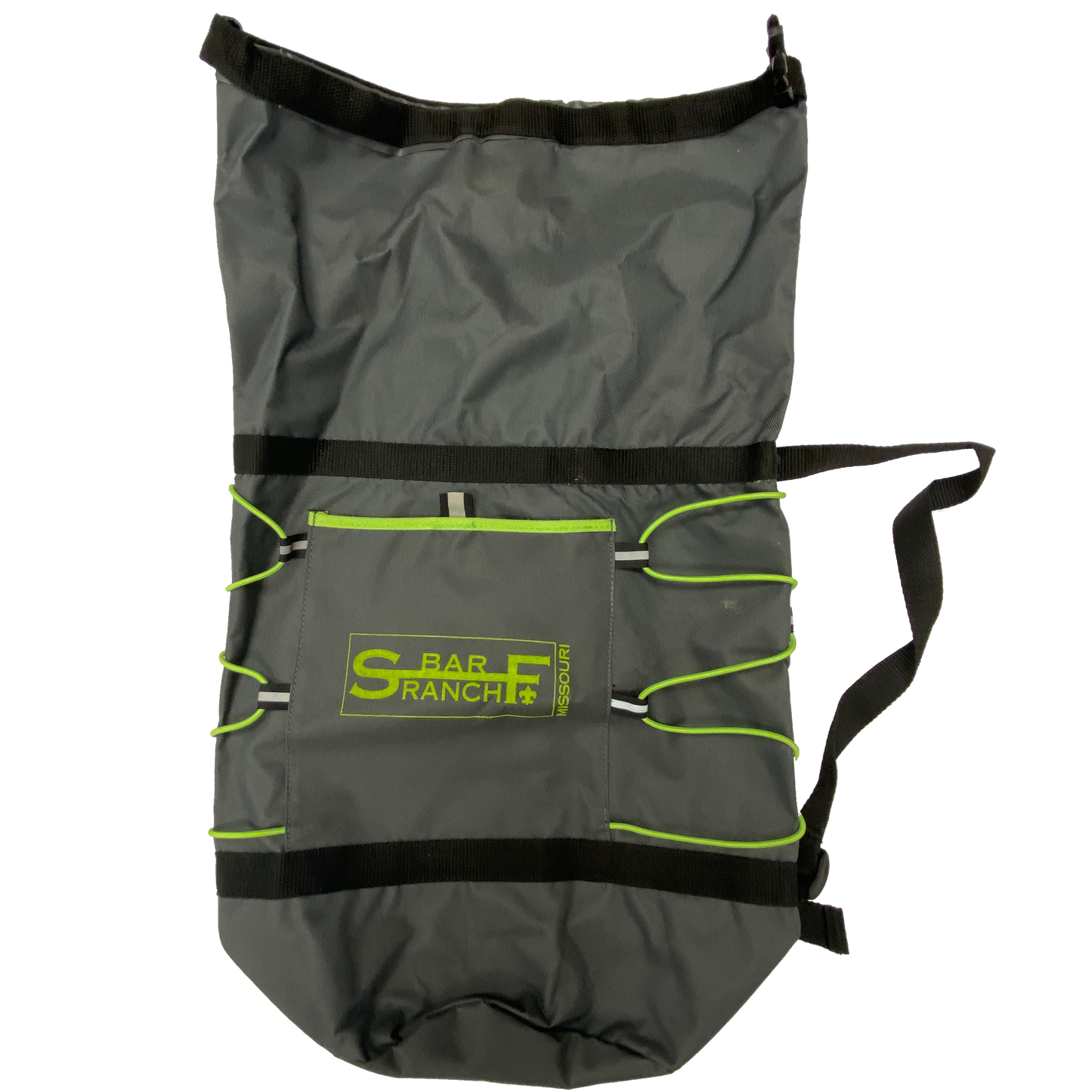 Bag Duffle Backpack Gray with Green S Bar F