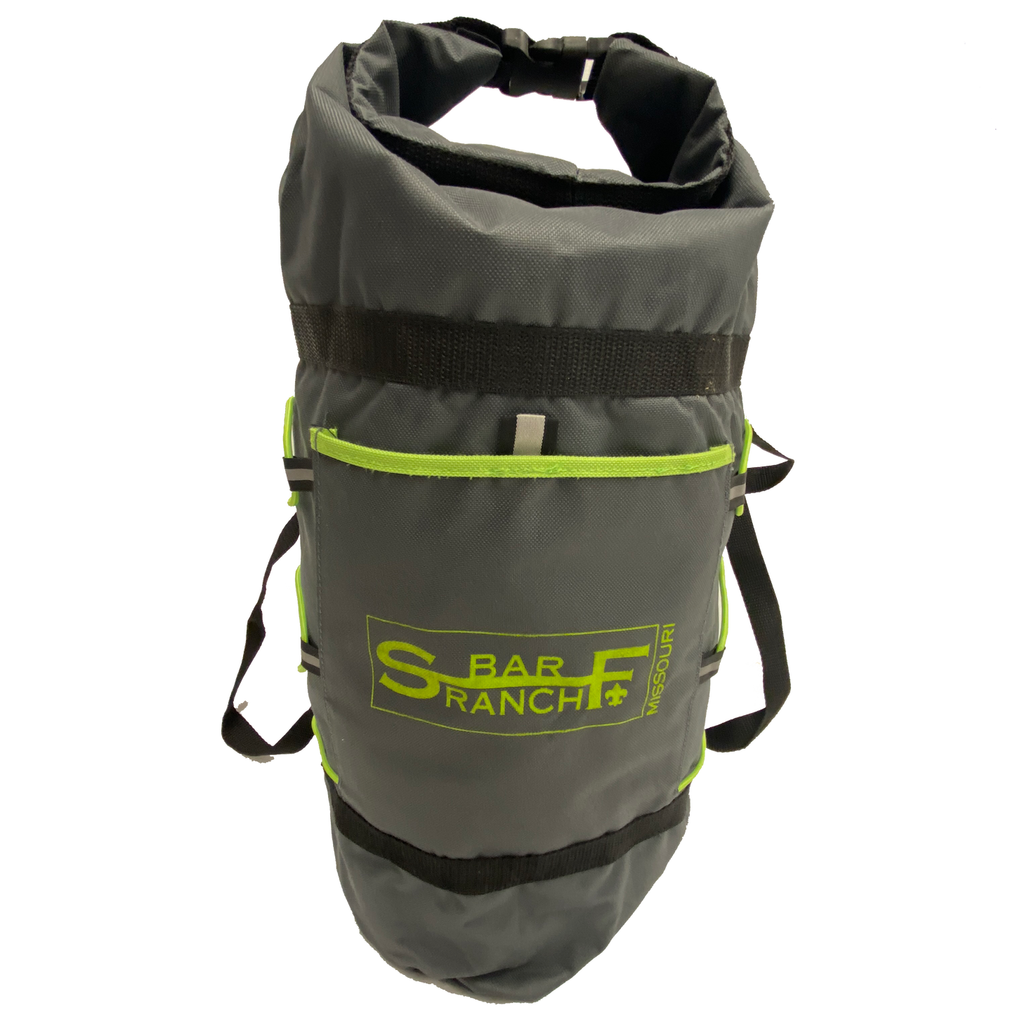 Bag Duffle Backpack Gray with Green S Bar F