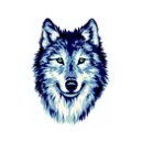 Sticker Blue Wolf Head