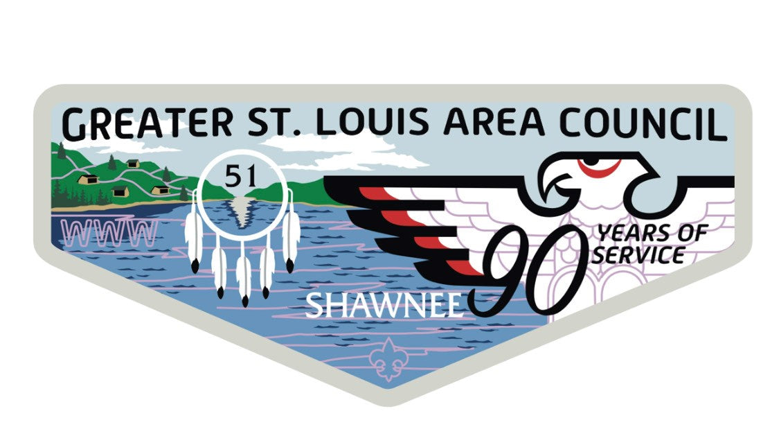 Emblem Shawnee 90th Flap - Silver Border