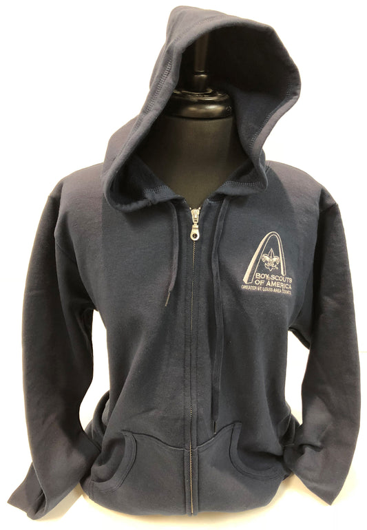 Hoodie Full Zip - GSLAC Arch Embroidered Logo - Women's Navy