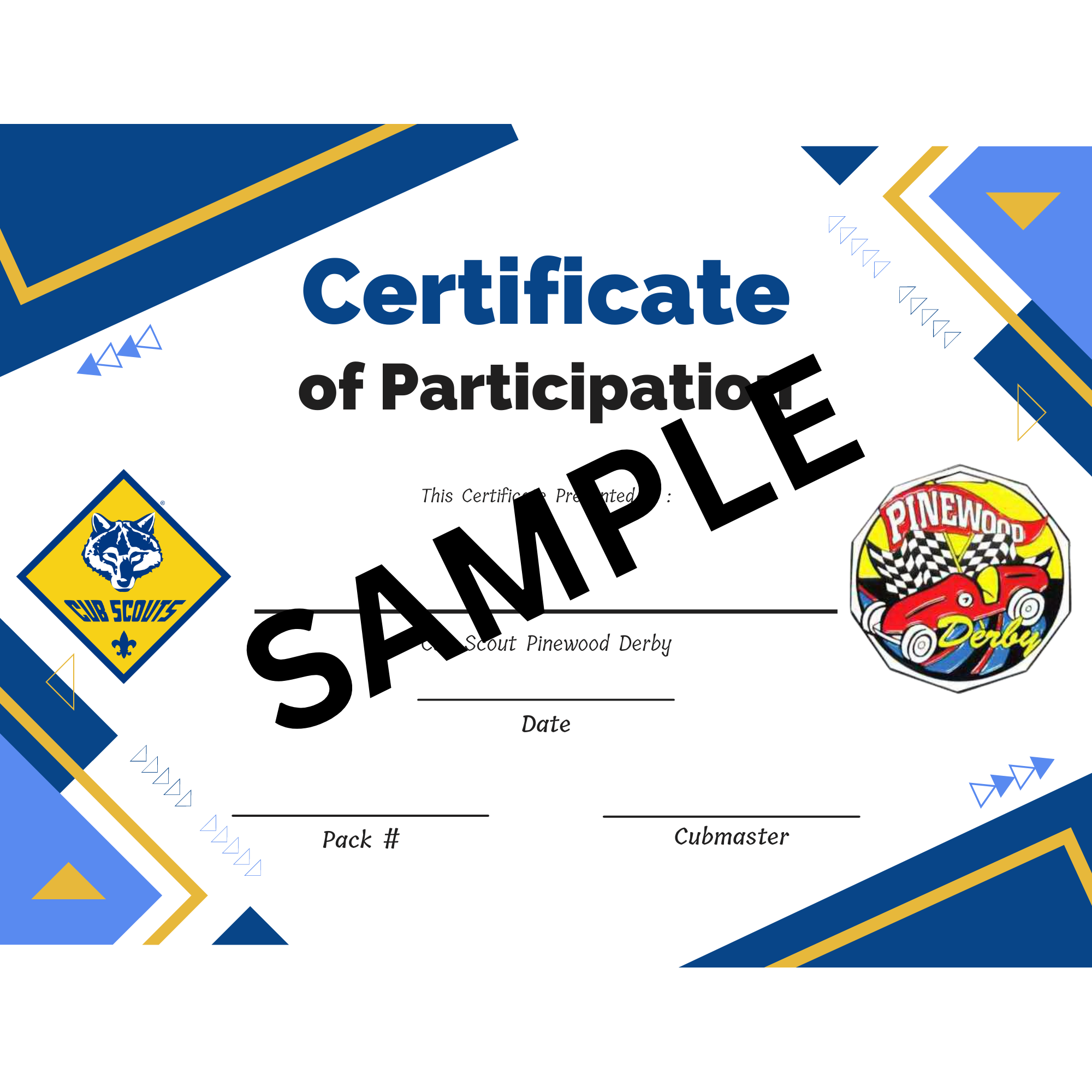 Certificate Pinewood Derby Gateway Traders Certificate Pinewood Derby Gateway Traders